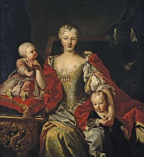Martin van Meytens Portrait of Polyxena Christina of Hesse-Rotenburg with her two oldest children, the future Victor Amadeus III and Princess Eleonora